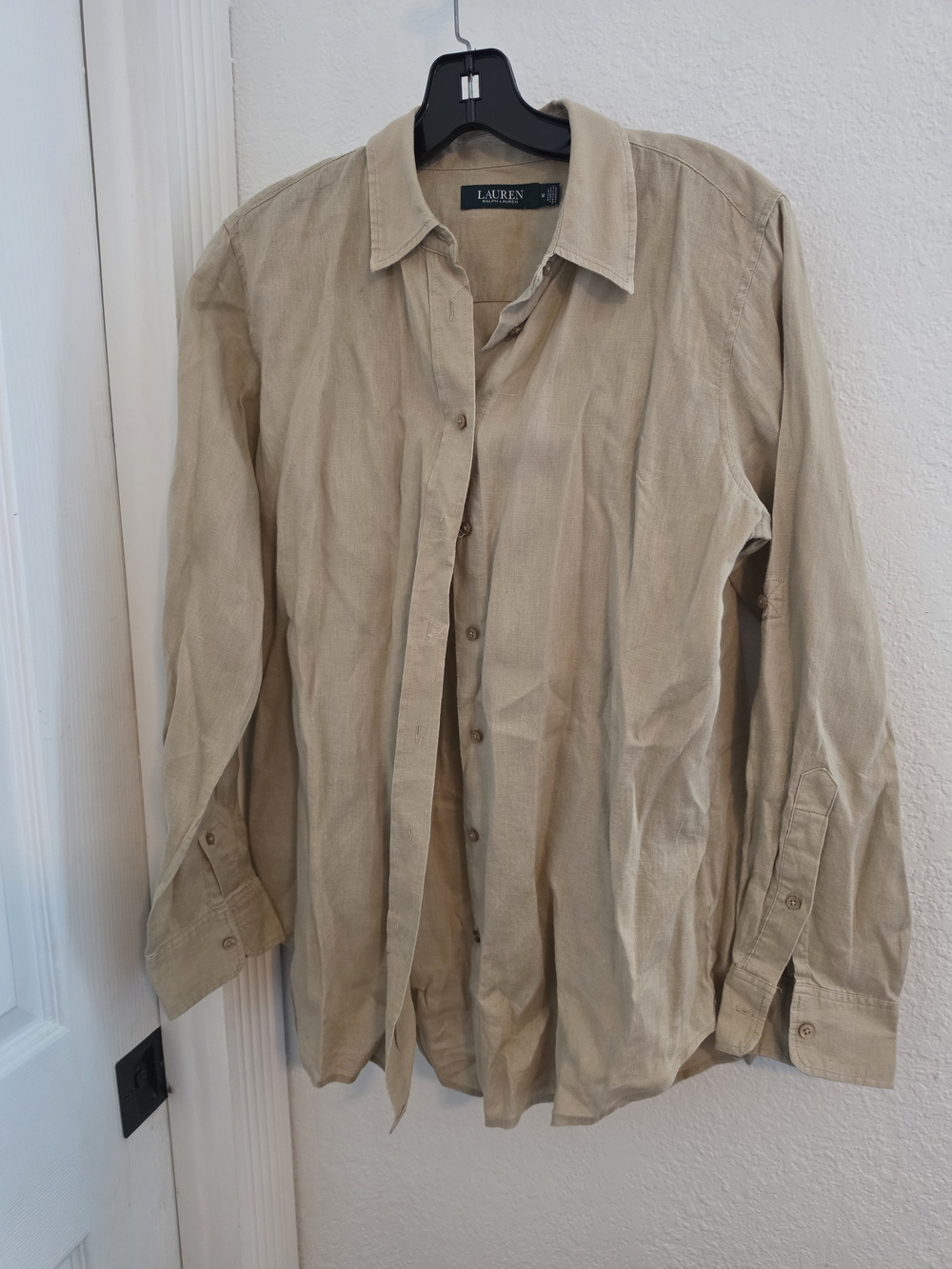 Ralph Lauren Women's Beige Casual Button-Down Shirt